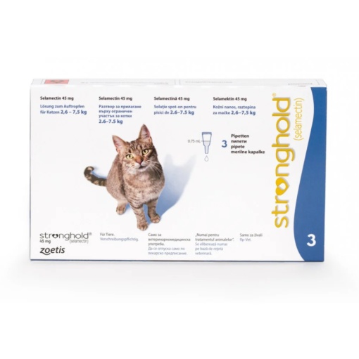 Stronghold 45 mg – Antiparazitar complet pentru pisici (2,6–7,5 kg) 3 Pipete