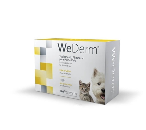 WeDerm - Supliment pentru afectiuni ale pielii(dermatite, prurit, alopecie, alergii cutanate sau piele uscata) pentru caini si pisici, 60 comprimate