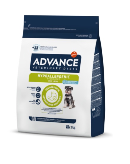 Advance Veterinary Diets Dog Hypoallergenic & Gastroenteric Mini – Hrana uscata dietetica cu soia pentru alergii alimentare si afectiuni gastrointestinale pentru caini de talie mica