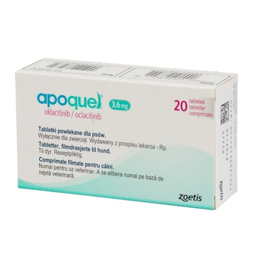 Apoquel 3.6 mg - Comprimate masticabile pentru reducerea pruritului si inflamatiei cutanate la caini, 20 Comprimate