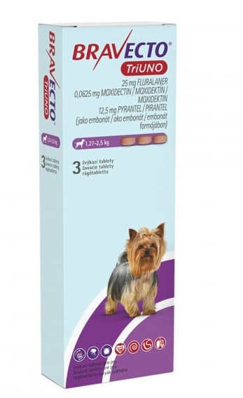 BRAVECTO TriUNO Antiparazitar complet pentru Caini 1.27-5kg