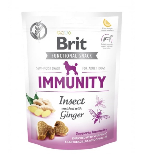 Brit Care Dog Snack Immunity Insect - Recompense tip biscuiti cu proteine de insecte pentru imunitate pentru caini adulti, 150 g