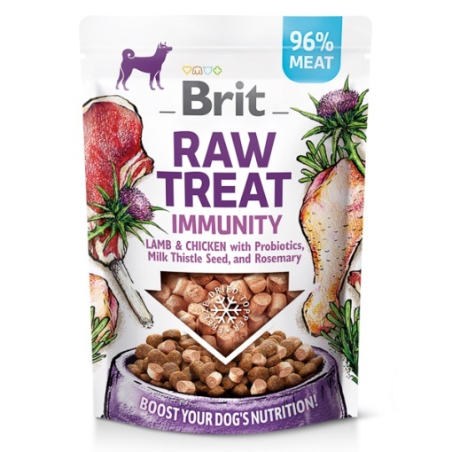 Brit Raw Treat Immunity Lamb & Chicken - Recompense tip biscuiti cu miel si pui pentru sustinerea sistemului imunitar pentru caini, 40g