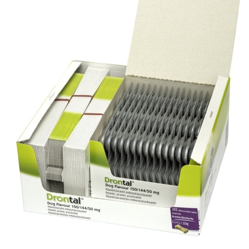 Drontal dog flavour- Antiparazitar intern cu spectru larg pentru caini 17blistere (6 compr per blister)