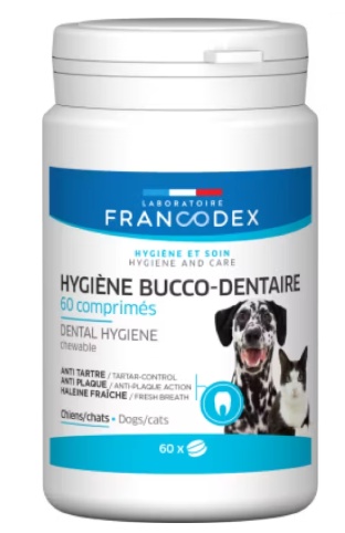 Francodex Pasta de Dinti Masticabila pentru Caini si Pisici – Supliment pentru igiena orala, 60 capsule