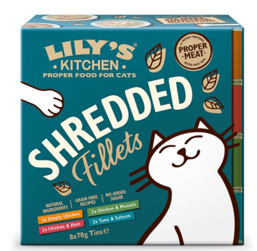 Lily's Kitchen Shredded Fillets Multipack – Hrana umeda pentru pisici adulte, 8 x 70 g
