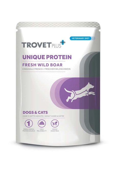 TrovetPlus Unique Protein Fresh Wild Boar – Hrana umeda cu mistret pentru diete de eliminare 300g
