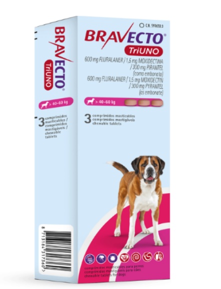 BRAVECTO TriUNO Antiparazitar complet pentru Caini 40-60k