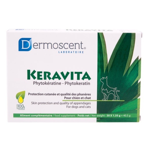 Dermoscent Keravita – Supliment pentru sanatatea pielii, blanii si unghiilor, caini si pisici, 30 tablete