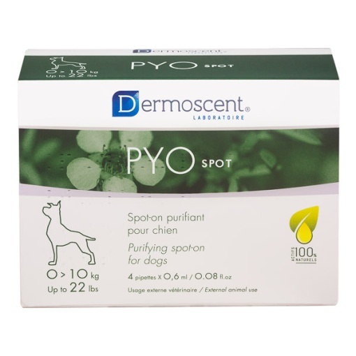 Dermoscent Pyo Spot – Tratament (tip spot-on) pentru caini de talie mica (0-10 kg), 4 pipete