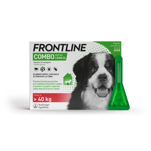 Frontline Combo spot-on - Tratament antiparazitar extern pentru caini de talie foarte mare (peste 40 kg), 3 Pipete