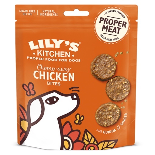Lily's Kitchen Chomp-Away Chicken Bites – Recompense cu pui pentru caini adulti, 70 g