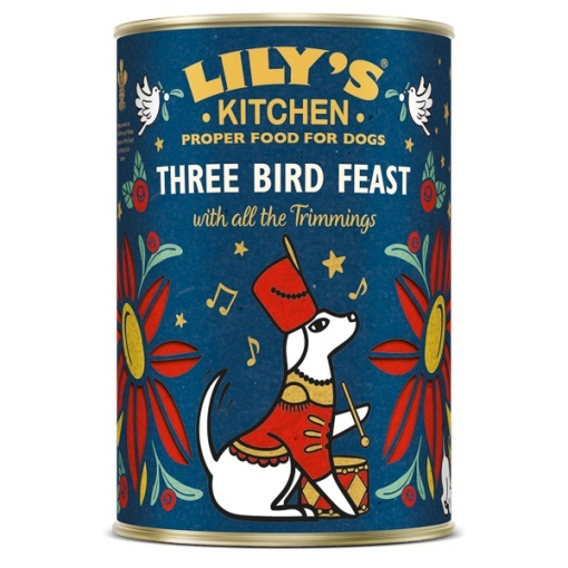Lily's Kitchen Christmas Three Bird Feast – Hrana umeda cu curcan, rata si gasca pentru caini adulti, 400 g