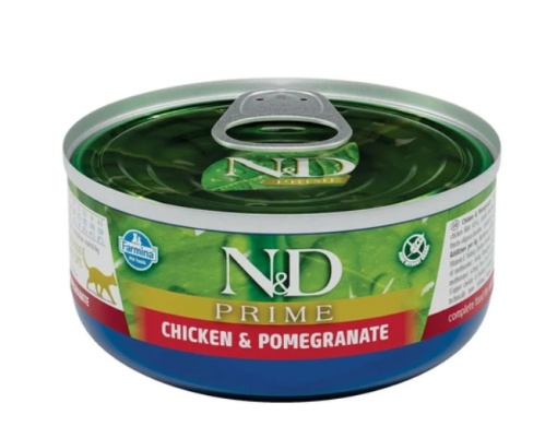 N&D Prime Pui si Rodie – Hrana umeda cu pui completa pentru pisici adulte, 70g