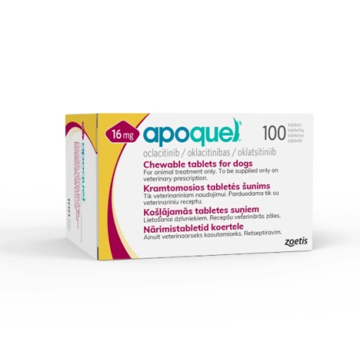 Apoquel Chew 16 mg - Supliment pentru ameliorarea simptomelor dermatitei alergice si atopice 100 Comprimate Masticabile