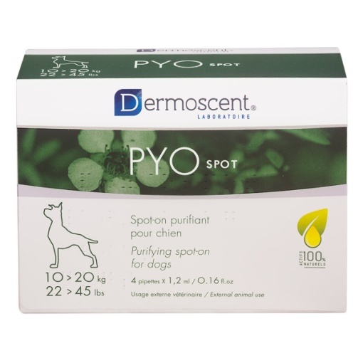 Dermoscent Pyo Spot – Tratament (tip spot-on) pentru caini de talie medie (10-20 kg), 4 pipete