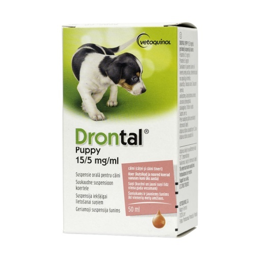Drontal Puppy 15/5 mg/ml – Suspensie orala pentru tratamentul infestatiilor intestinale la pui de caine, 50 ml
