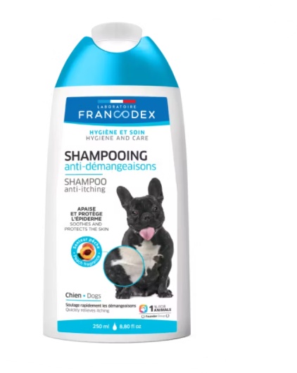 Francodex Sampon Anti-Mancarimi pentru Caini – Formula calmanta pentru piele sensibila, 250 ml