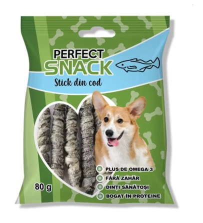 Perfect Snack – Stickuri cu cod pentru caini, 80 g