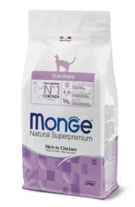 10 kg Monge Cat Super Premium Sterilised – Hrana uscata completa cu pui pentru pisici adulte sterilizate