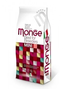 15 kg Monge Super Premium Mini Adult – Hrana completa uscata bogata in proteina de pui pentru caini de talie mica