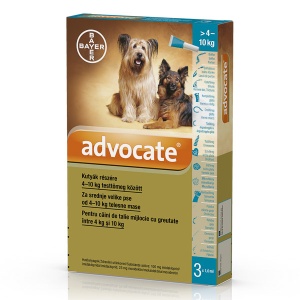 Advocate Dog – Antiparazitar extern si intern pentru caini intre (4-10 kg) 3 Pipete