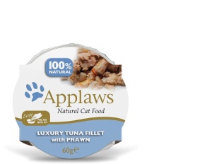 Applaws Tuna Fillet with Prawn in Broth – hrana complementara 100% naturala pentru pisici adulte, 60g