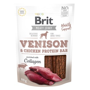 Brit Jerky Venison Protein Bar- Recompense tip batoane cu vanat pentru caini adulti - Img 1
