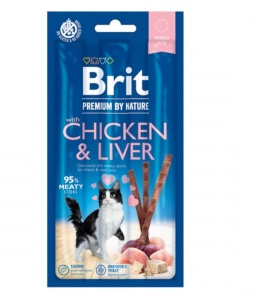 Brit Premium By Nature Cat Sticks With Chicken and Liver - Gustare sub forma de stickuri cu pui, 3x5 g