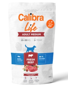 Calibra Dog Life Adult Medium Fresh Beef - Hrana uscata cu vita pentru caini adulti de talie medie, 100 g