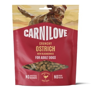 Carnilove Dog Crunchy Snack Ostrich & Blackberries – Recompense pentru caini cu carne de strut si mure, 200 g
