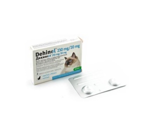 Dehinel 230 mg/20 mg – Antiparazitar intern pentru pisici – 2 comprimate filmate