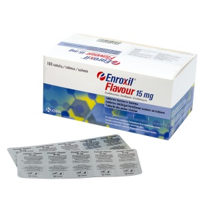 Enroxil flavour 15mg - Antibiotic cu enrofloxacina impotriva infectiilor bacteriene 100 Comprimate
