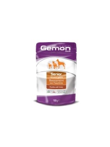 Gemon Pouches-Chunkies Senior Turkey 100gr - Hrana umeda completa cu curcan pentru caini seniori