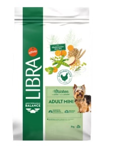 Libra Dog Adult Mini cu Pui – Hrana uscata completa cu pui pentru caini adulti de talie mica (sub 10 kg), 8 kg