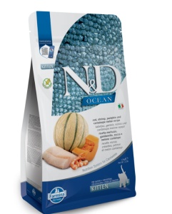 N&D Ocean Cod, Crevete, Dovleac & Pepene Galben – Hrana uscata cu cod si crevete pentru pui de pisica - Img 2
