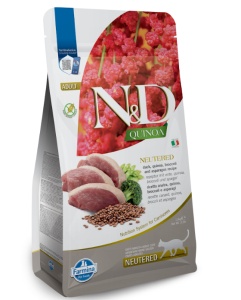 N&D Quinoa Neutered – Hrana uscata cu rata pentru pisici sterilizate, 1.5 kg - Img 1