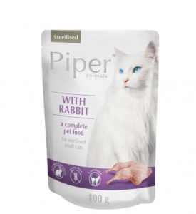 Piper – Hrana umeda cu iepure pentru pisici adulte sterilizate, 100g