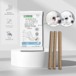 Superior Care White Dogs GF Snack Hips & Joints cu Peste Alb - Recompensa functionala super premium destinata cainilor adulti cu blana alba si sanatatii sistemului articular, 110g - Img 2