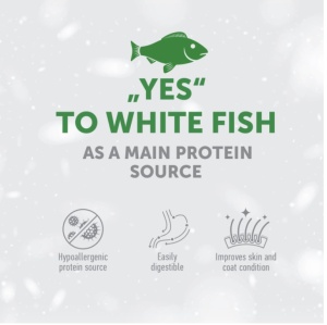 Superior Care White Dogs Grain Free Small&Mini Breeds Adult cu Peste Alb - Hrana uscata completa Super Premium pentru cainii adulti de talie mica (1–10 kg) cu blana alba sau deschisa la culoare - Img 7