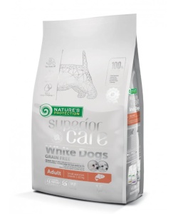 Superior Care White Dogs Small&Mini Breeds Adult Grain Free cu Somon - Hrana uscata completa super premium pentru cainii adulti de talie mica (1–10 kg) cu blana alba