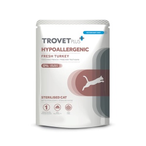 TrovetPlus Hypoallergenic Turkey 85 g– Hrana umeda cu curcan pentru diete de excludere la pisici sterilizate