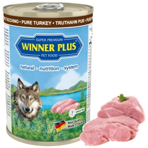 Winner Plus Carne de Curcan - Hrana umeda completa monoproteica pentru caini adulti de toate taliile, 400 g