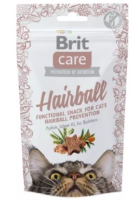 Brit Care Cat Snack Hairball – Recompense tip biscuiti cu rata pentru pisici, impotriva ghemelor de par, 50 g
