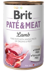 Brit Pate & Meat Lamb - Hrana umeda completa cu miel pentru caini adulti, 400 g