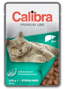 Calibra Cat Pouch Premium Line Sterilised Liver - Hrana umeda cu ficat pentru pisici adulte, 100 g