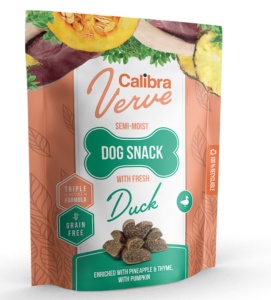 Calibra Dog Verve Semi-moist Snack Fresh Duck - Recompense semiumede fara cereale pentru caini, 150 g