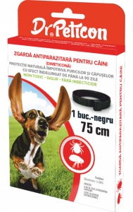 Dr. Peticon- Zgarda antiparazitara caini cu dimeticona, 75 cm