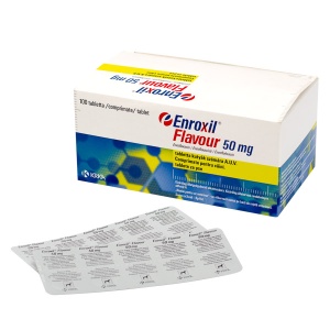 Enroxil flavour 50mg - Antibiotic cu enrofloxacina impotriva infectiilor bacteriene 100 Comprimate