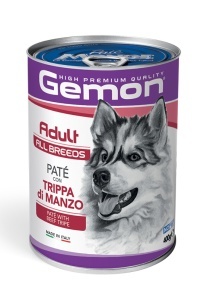 GEMON Dog Pate Adult BEEF TRIPE - Hrana umeda completa cu vita si burta pentru caini adulti, 400 g
